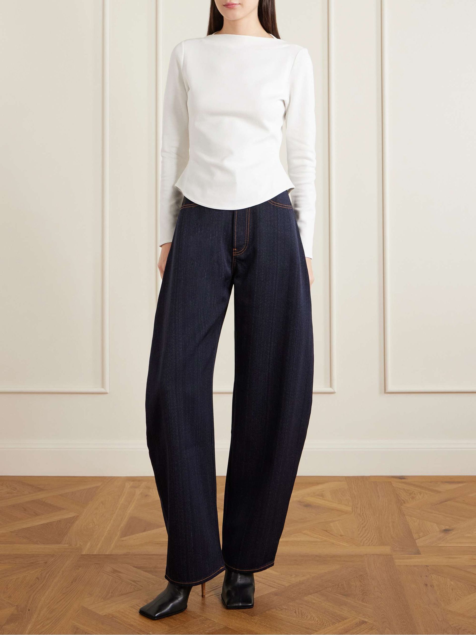Denim High-Rise Barrel-Leg Jeans