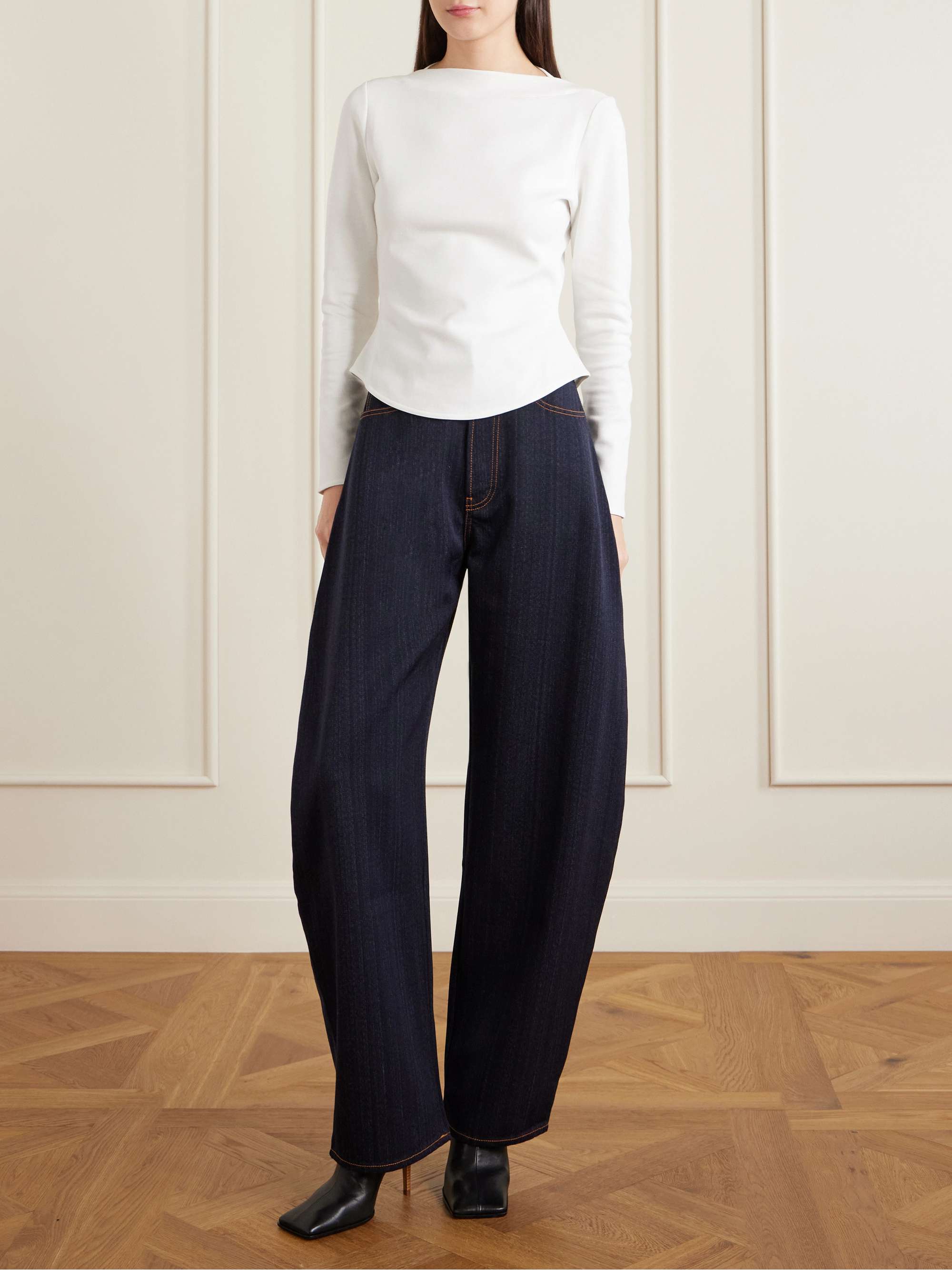 Denim High-Rise Barrel-Leg Jeans