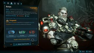 Borderlands 4 Amon Forgeknight build Amon in character selection screen with description