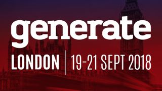 Image displaying logo for Generate London 19 - 21 September 2018 on top of a red-tinted image of a London skyline.