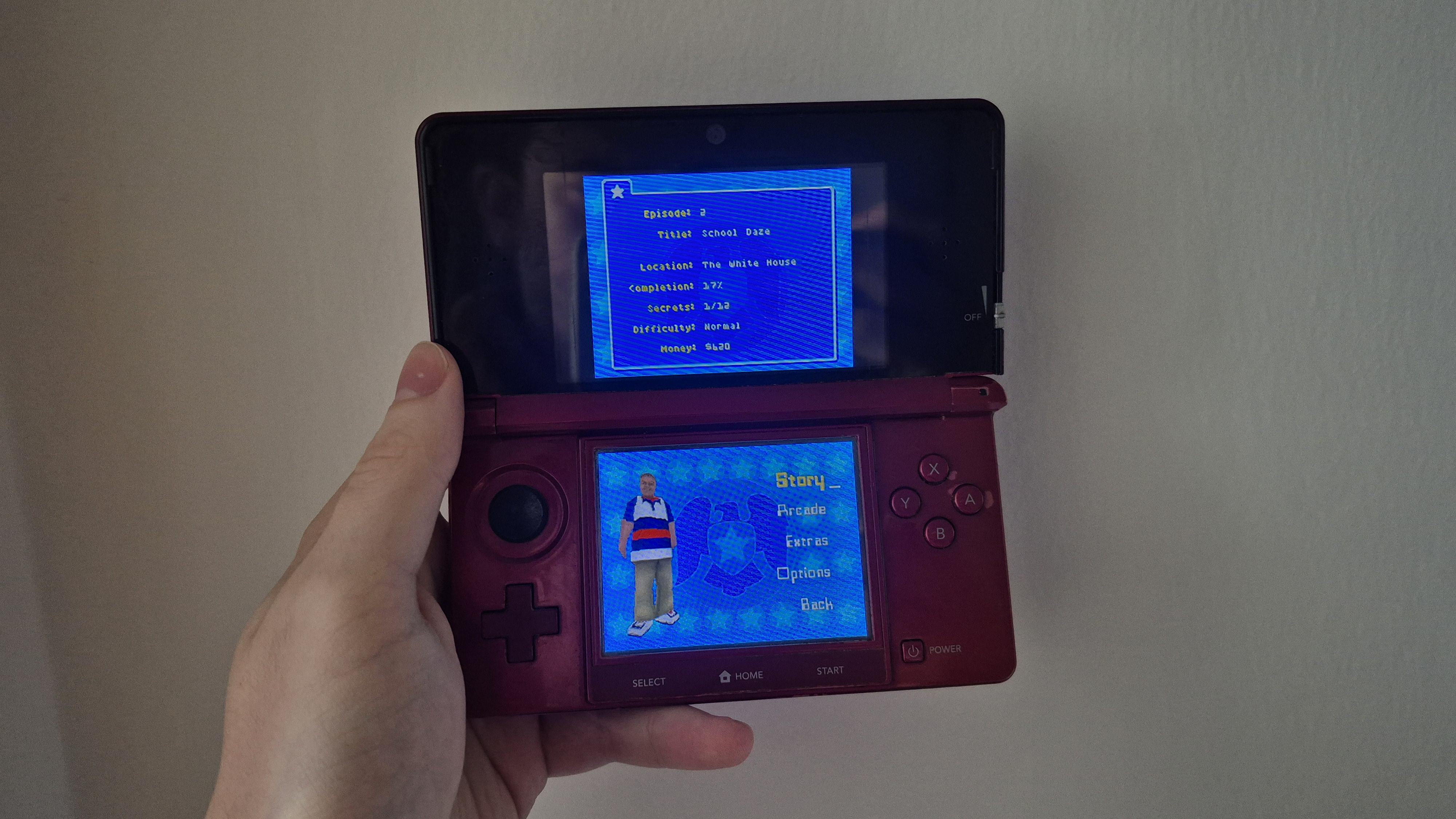 Nintendo 3DS console with main menu from Cory in the House on display