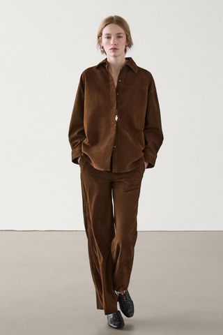 massimo dutti suede brown trousers