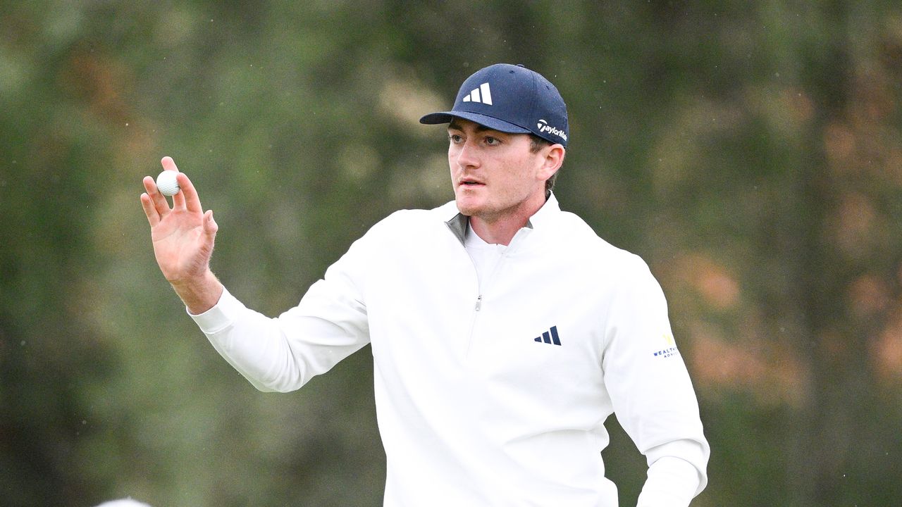 Nick Dunlap waves to the crowd during round three of the American Express 2024