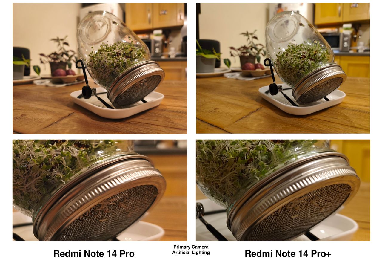 A set of comparison photos captured on the Redmi Note 14 Pro and Pro Plus