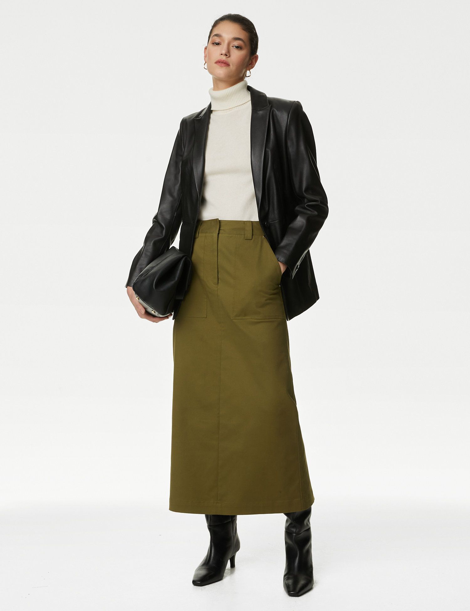 Cotton Rich Maxi Utility Skirt