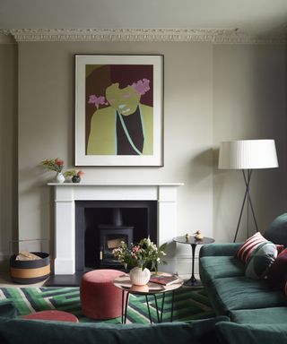 A modern house in London featuring a muted palette and statement art and furniture