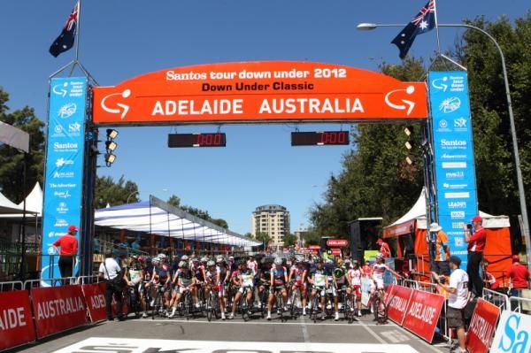 The women wait to start their short, fast criterium