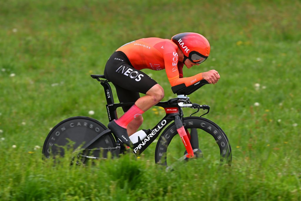ORON SWITZERLAND APRIL 26 Magnus Sheffield of The United States and Team INEOS Grenadiers sprints during the 77th Tour De Romandie 2024 Stage 3 a 155km individual time trial from Oron to Oron UCIWT on April 26 2024 in Oron Switzerland Photo by Luc ClaessenGetty Images