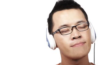 man listening to music