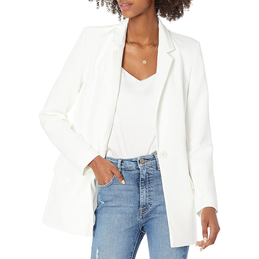 The Drop Women's Blake Long Blazer, Ivory, Medium