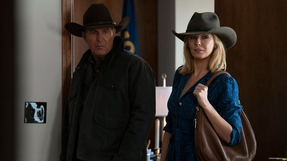 Kevin Costner as John Dutton and Kelly Reilly as Beth Dutton in Paramount Network&#039;s &#039;Yellowstone&#039;