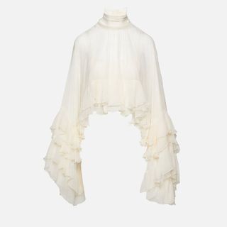 Flowy High Neck Cropped Blouse