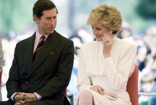 The Prince And Princess Of Wales Talking Together In Central Park During A Visit To Burnaby, Canada.