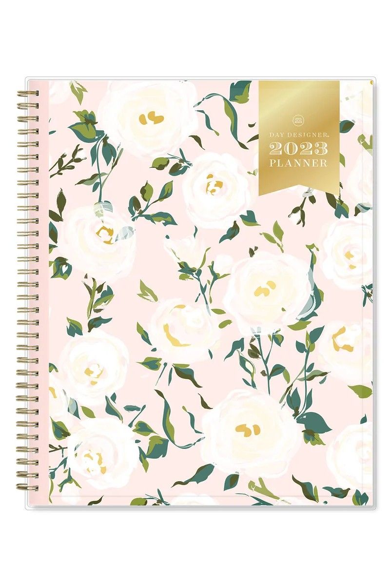 light pink floral planner