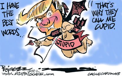 Political Cartoon U.S. Trump valentines day stupid cupid