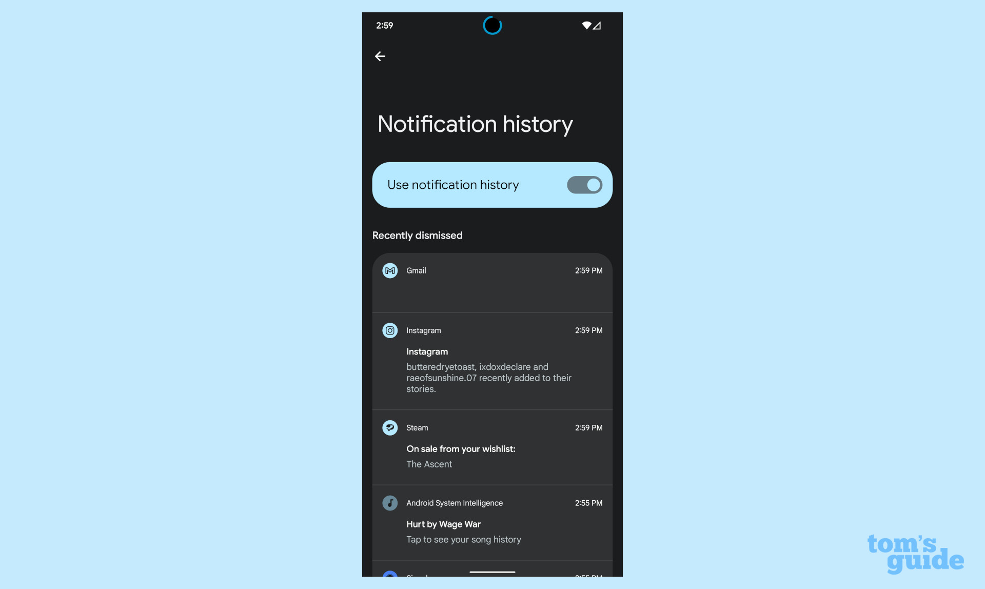 pixel 6 features to enable: notification history