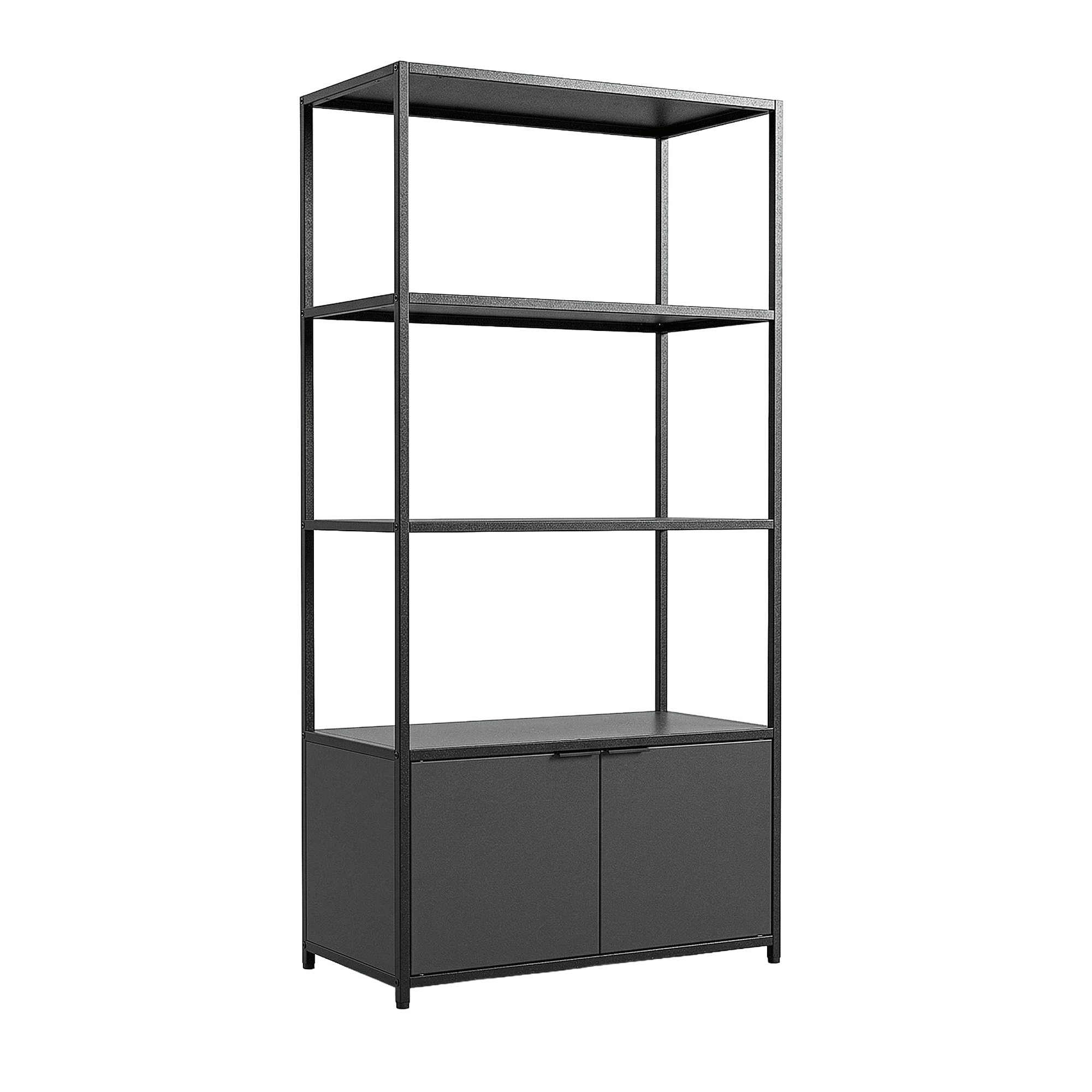 Shelved Riseborough shelving unit with Glass Shelves against a white background