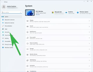 Windows 11 account settings menu