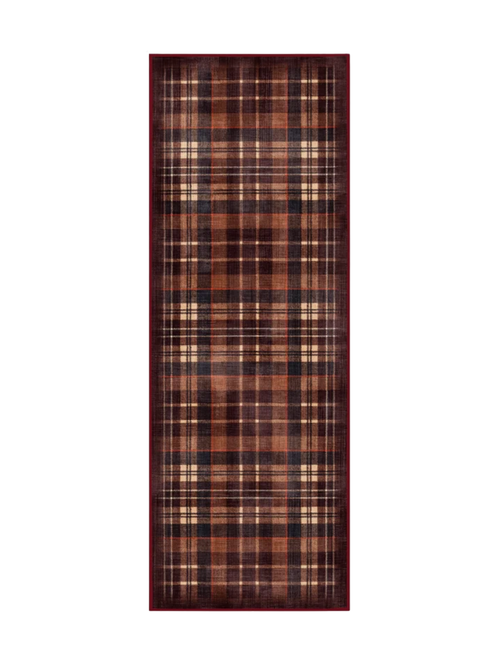 Flannel Plaid Burgundy Rug