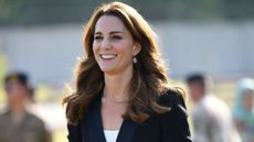 Catherine, Princess of Wales smiles as she visits an Army Canine Centre in Pakistan on October 18, 2019