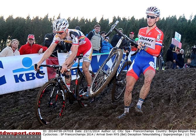 The leaders race through a tough day on the Francorchamps course