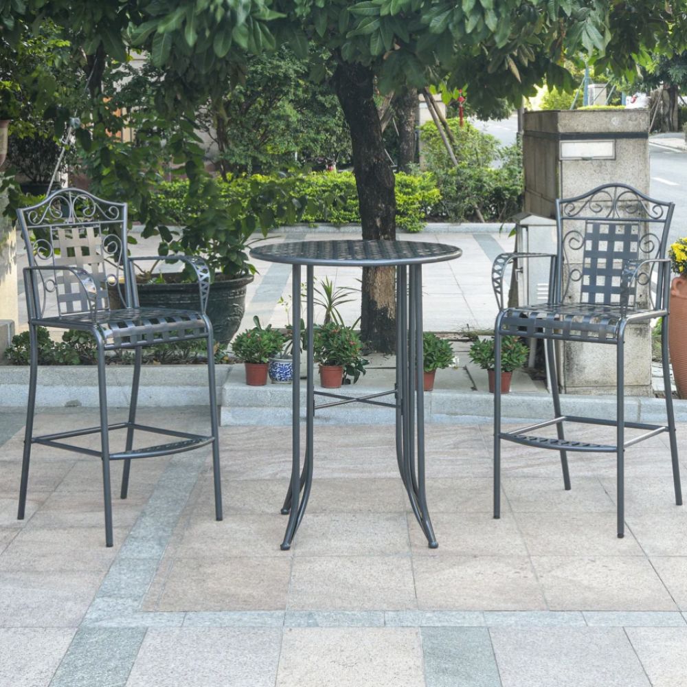 grey metal garden furniture set