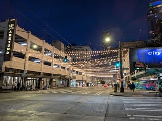 Lights handing above a street