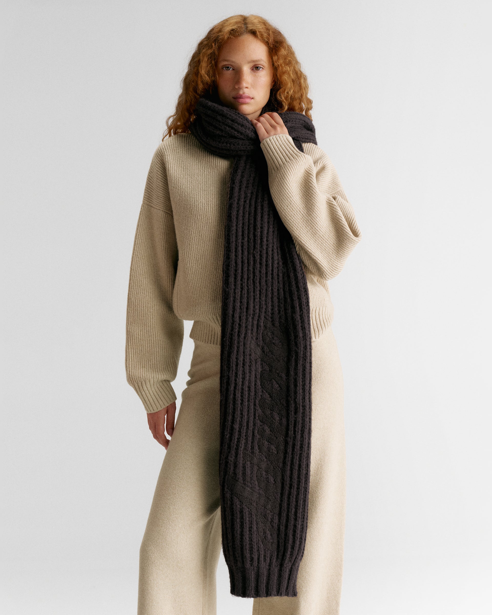 Chunky Boucle Scarf - Coffee Bean - One Size