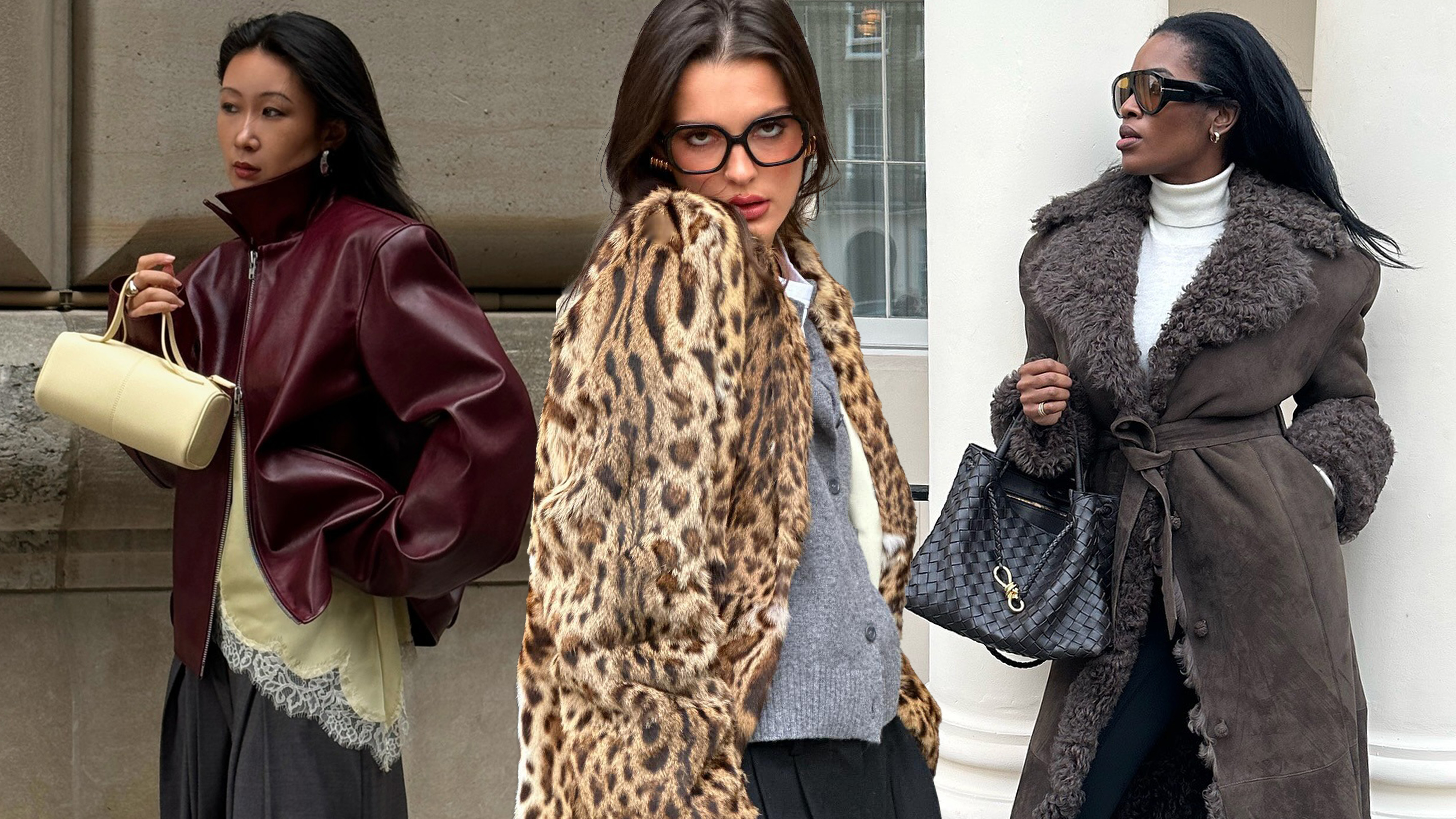 The best statement coats are shown in a street style collage of women's outfits