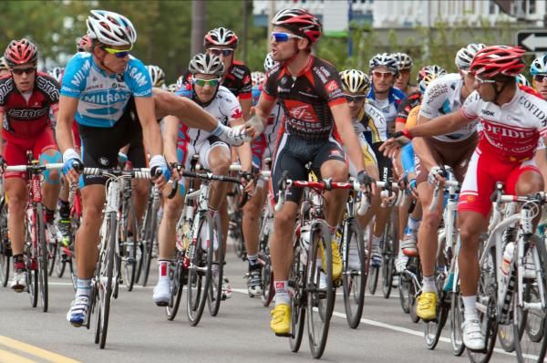 Linus Gerdemann (Milram) and Jose Joaquin Rojas (Caisse d'Epargne) at the GP Quebec