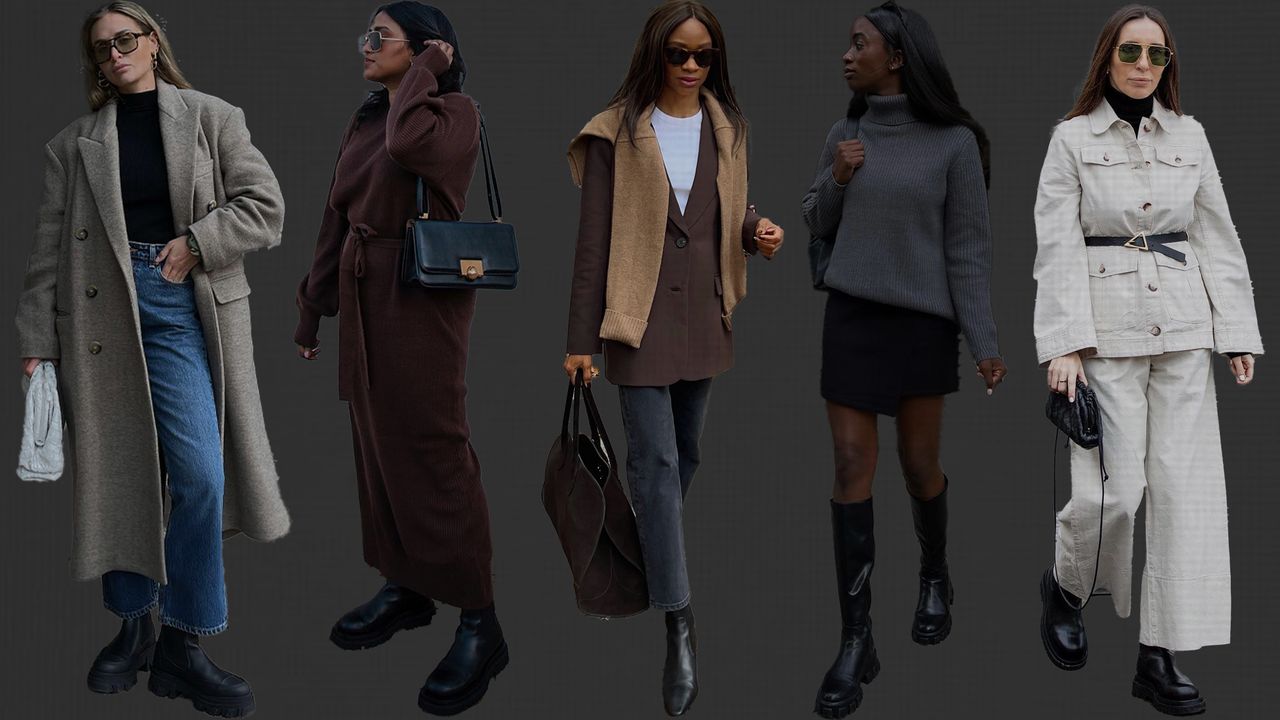 how to wear chelsea boots is shown in a collage of women&#039;s outfits with chelsea boots 