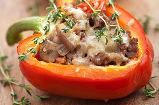 Minced beef stuffed peppers