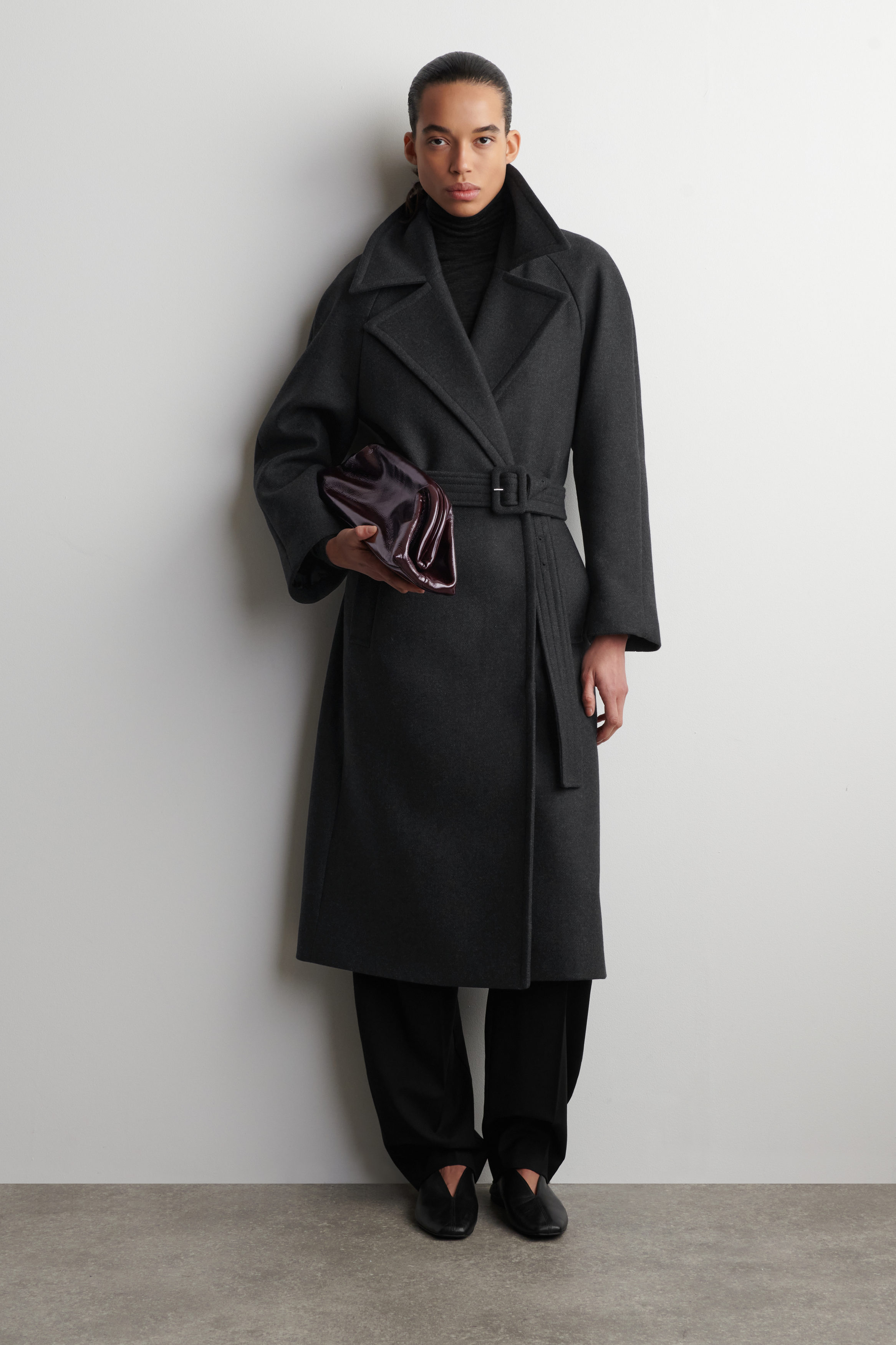 Tailored Belted Wool-Twill Coat
