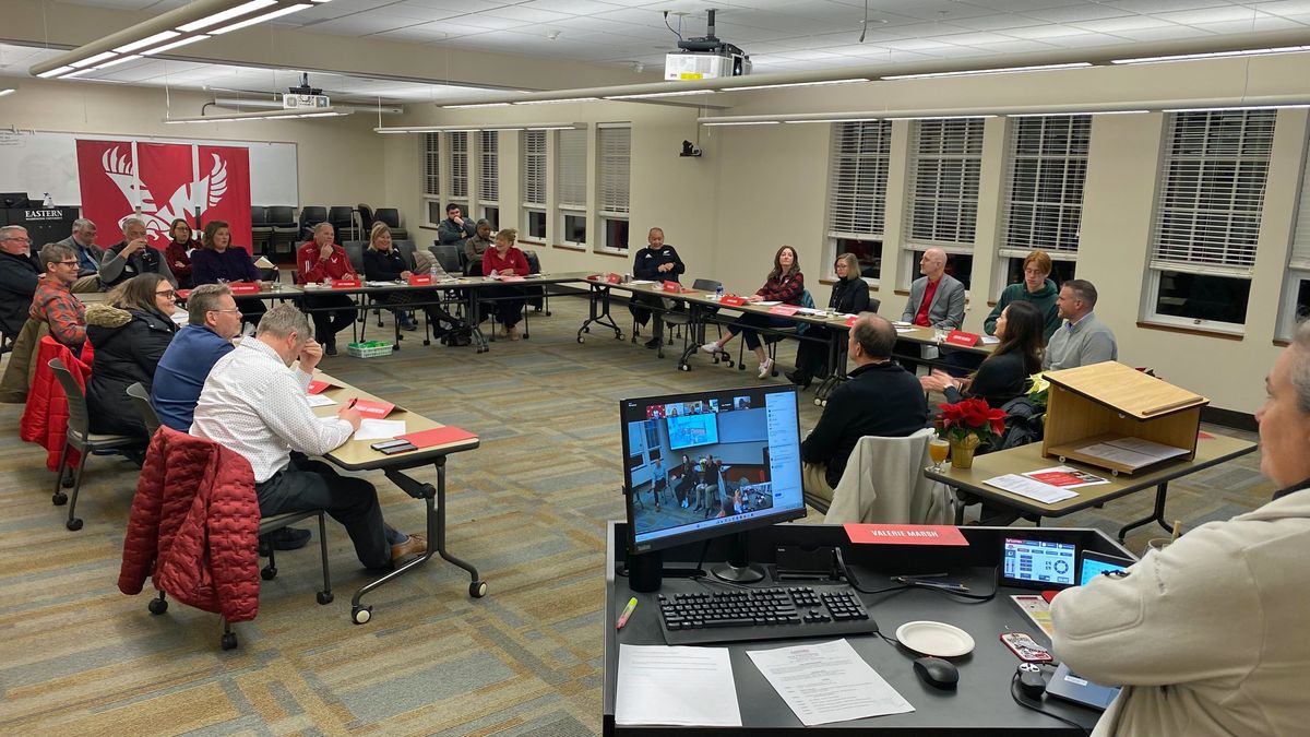 View of the classroom from the podium (control station).