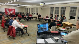 View of the classroom from the podium (control station).