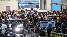 Crowds gather around ambulances in Beirut, Lebanon, after exploding pager attacks