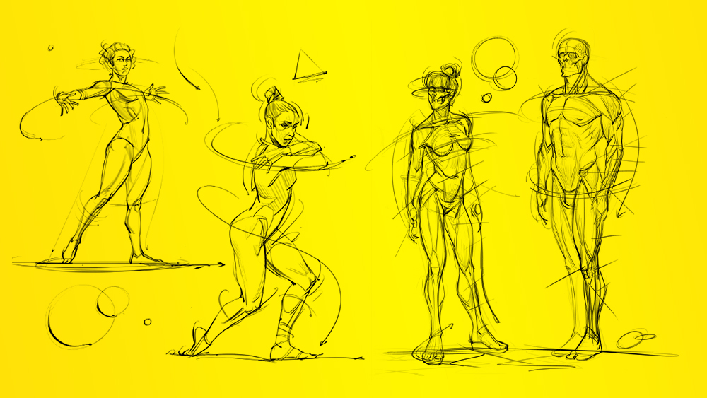 Sketches of the human body from a figure drawing tutorial 