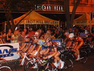 The men race under soaring temperatures in the Iron Hill Twilight criterium