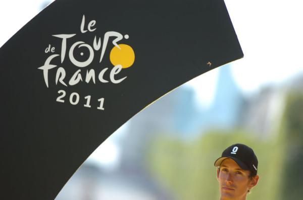A disappointed Andy Schleck (Leopard Trek) on the podium.