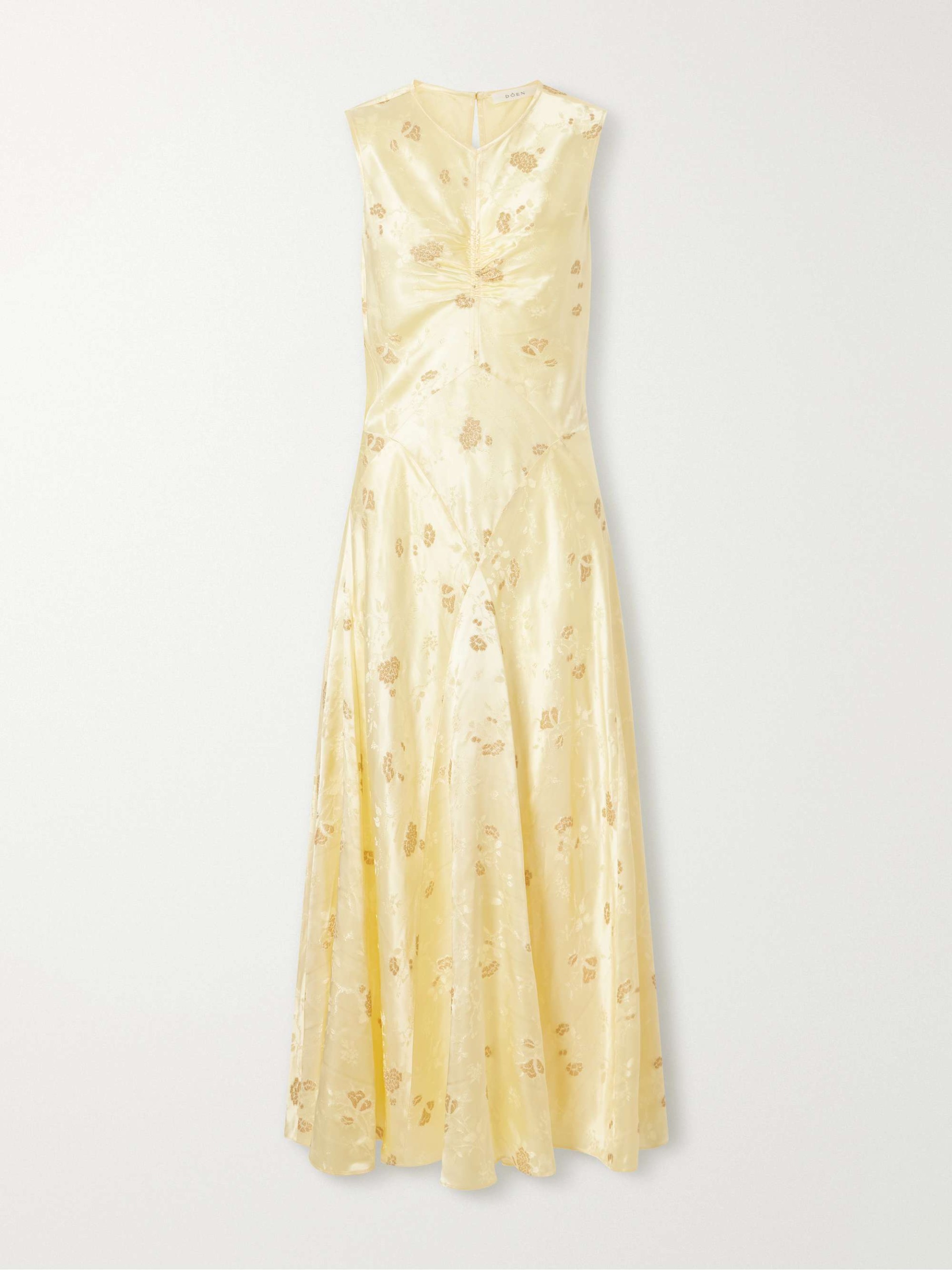 Ginette Paneled Floral Satin-Jacquard Midi Dress