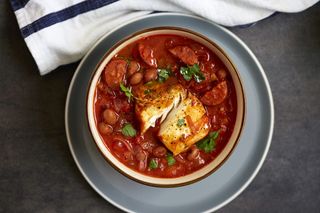 White fish and chorizo stew