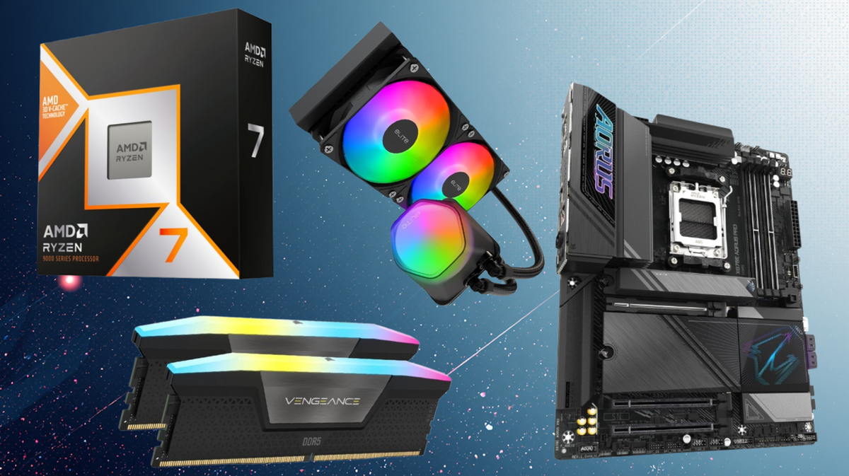 Save $240 on a four-item gaming build combo from Newegg – $1,113 buys a Ryzen 7 9800X3D, 32GB of Corsair DDR5 RAM, a Gigabyte X870E Motherboard, plus a free 240mm AIO and AMD game bundle