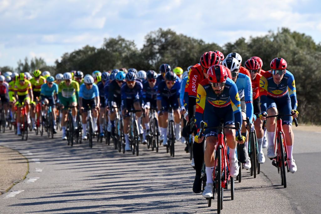 Julien Bernard (Lidl - Trek) does the pacemaking at front of peloton