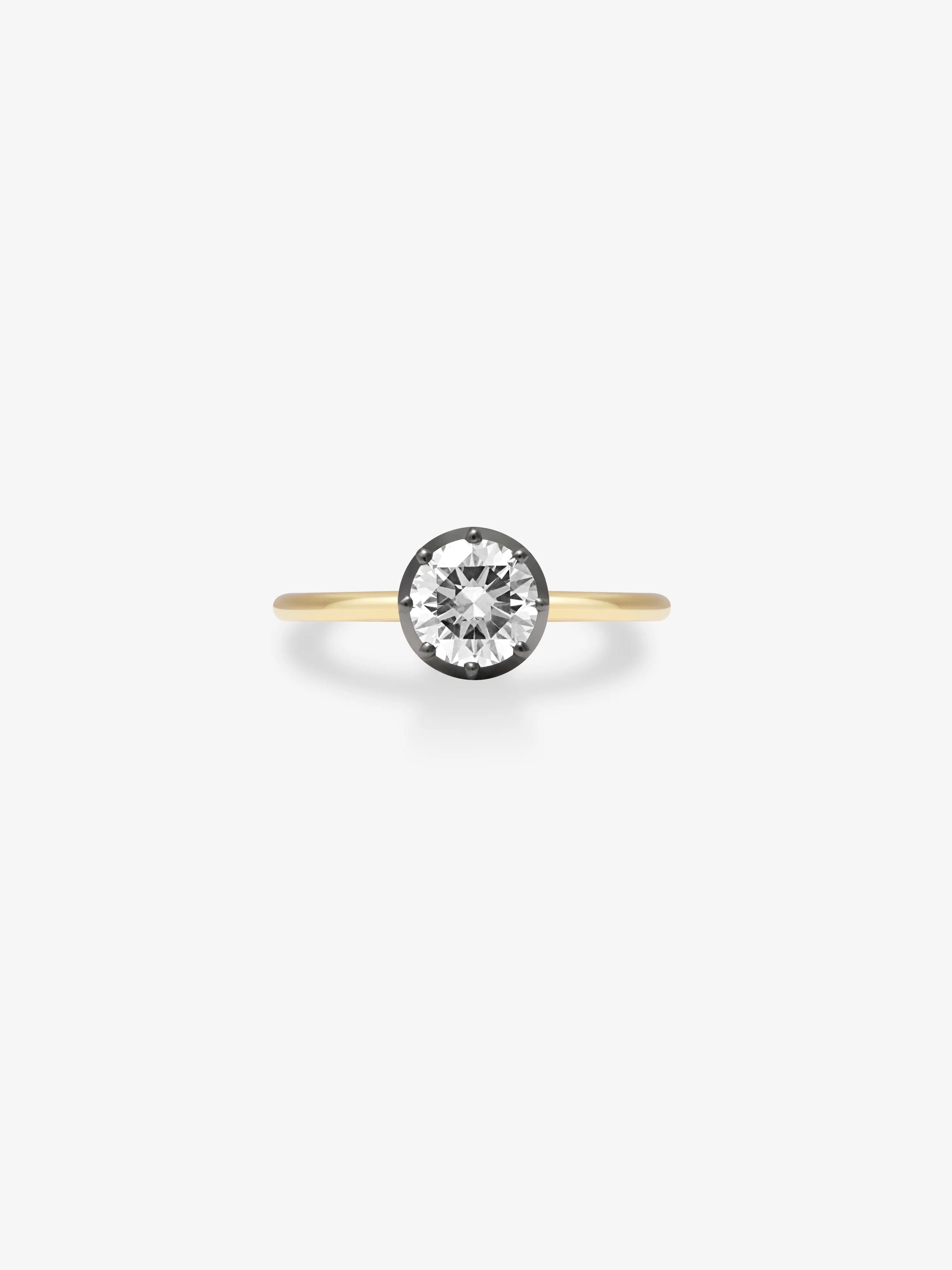1ct Diamond &amp;amp; Blackened Gold Button Back Ring