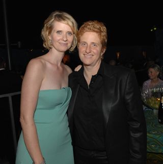 Actor Cynthia Nixon (L) and partner Christine Mariononi attend HBO's Post Primetime Emmy Awards Reception at the Pacific Design Center on September 21, 2008 in Los Angeles, California.