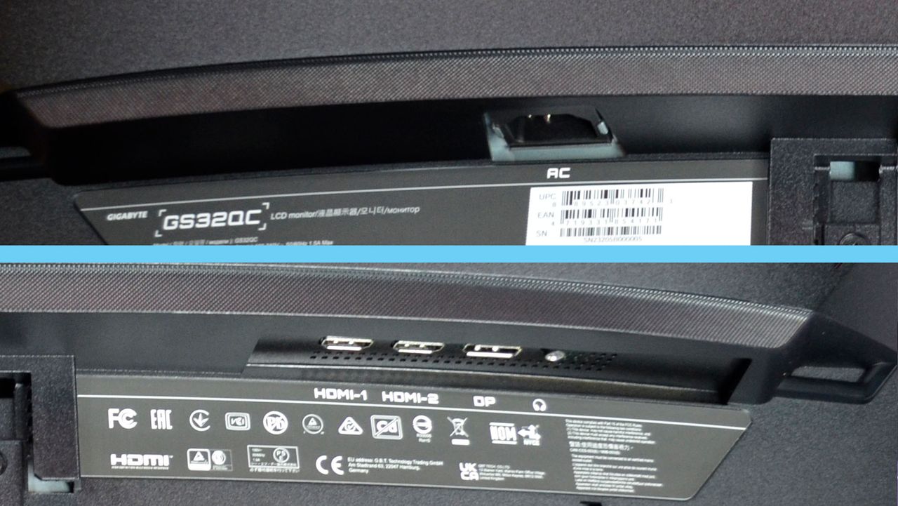 A Gigabyte GS32QC on a desk