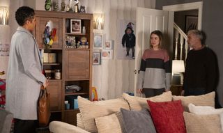 Abi is shocked to find a social worker with Kevin