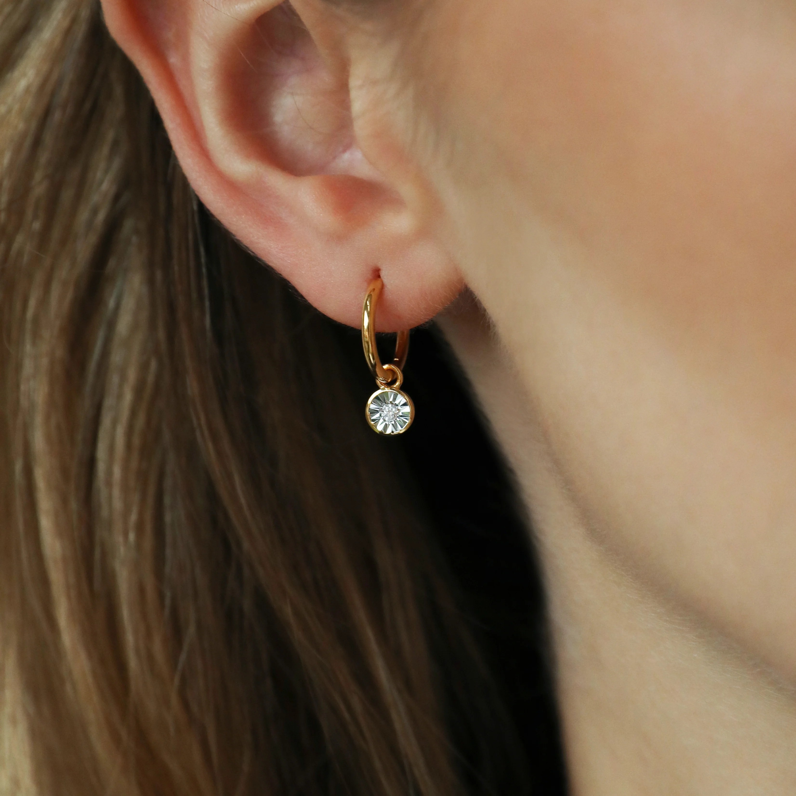 Carrie Elizabeth Mirabella Diamond Drop Hoop Earrings