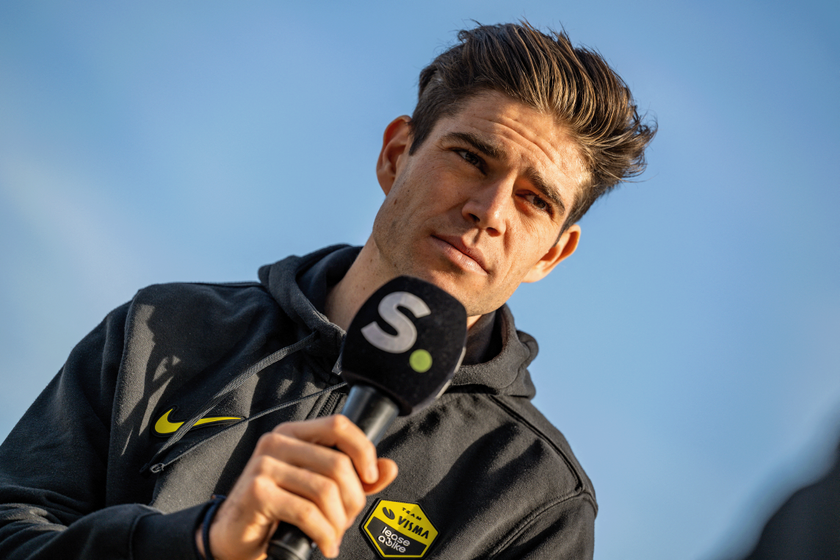 Belgian Wout van Aert pictured during the team presentation of the Team Visma-Lease a Bike cycling team in Alicante, Spain, Tuesday 13 January 2026. BELGA PHOTO DAVID PINTENS (Photo by DAVID PINTENS / BELGA MAG / Belga / AFP via Getty Images)