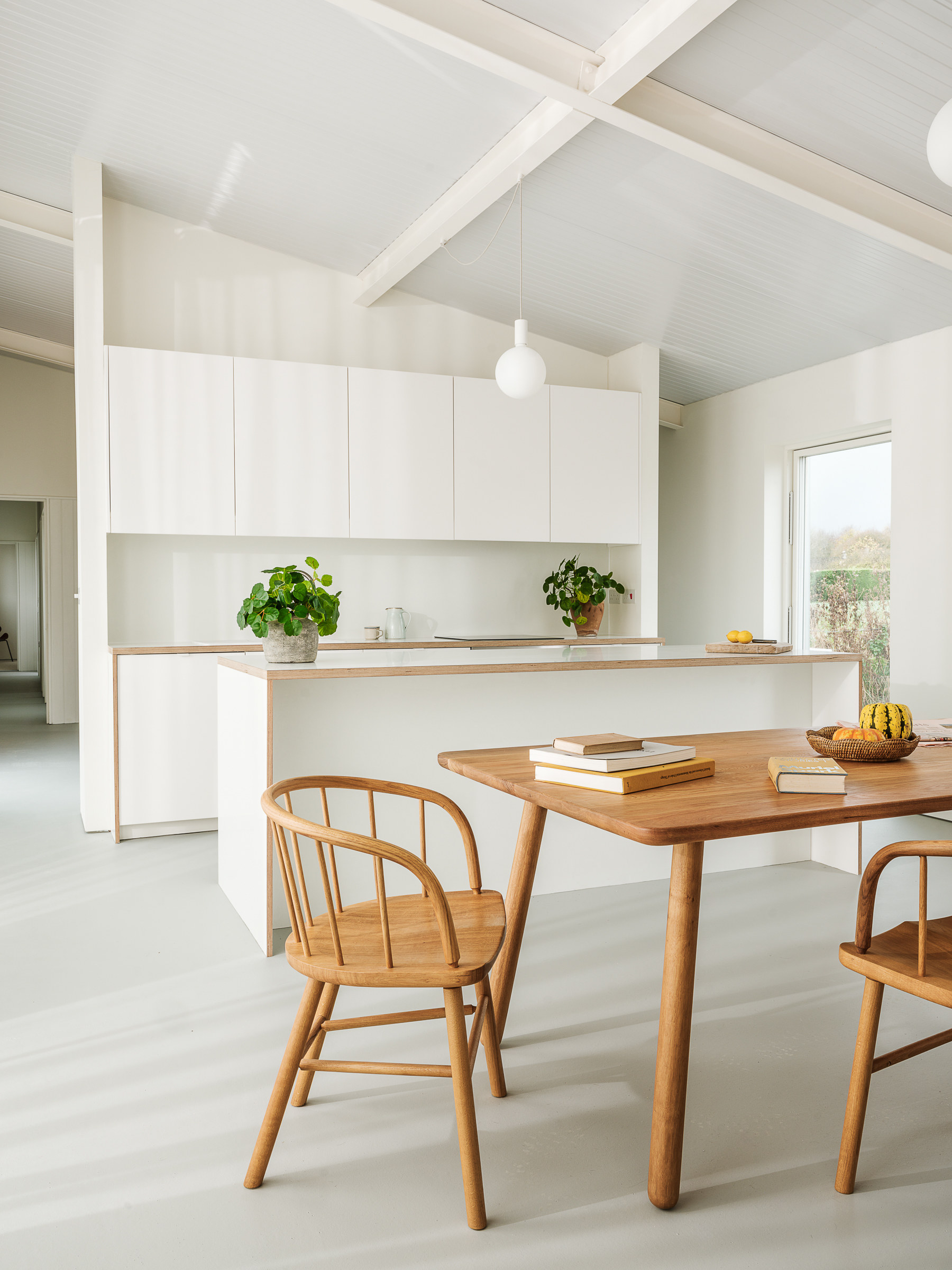 The kitchen and dining room